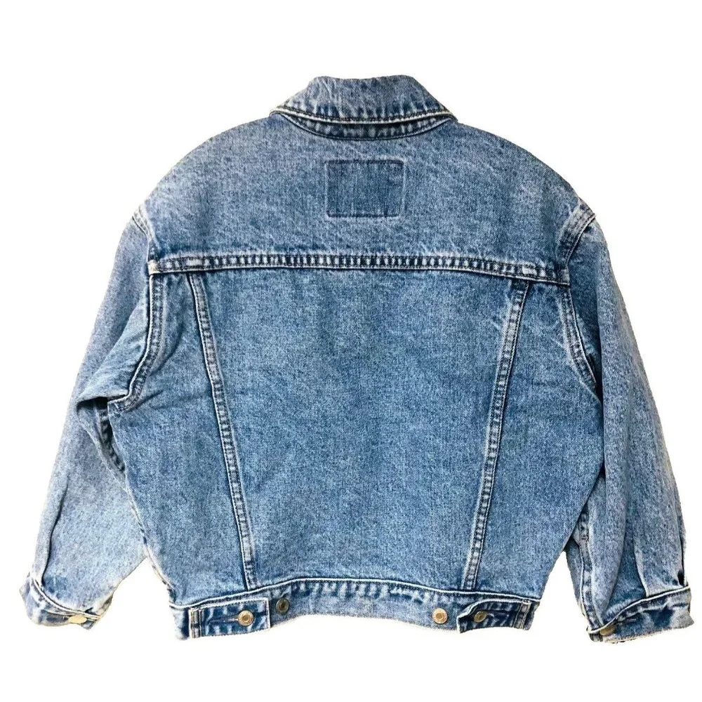 Y2K Gap‎ Womens Cropped Trucker Jean Jacket Boho Grunge Denim Metal Vintage S